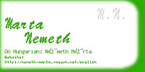 marta nemeth business card